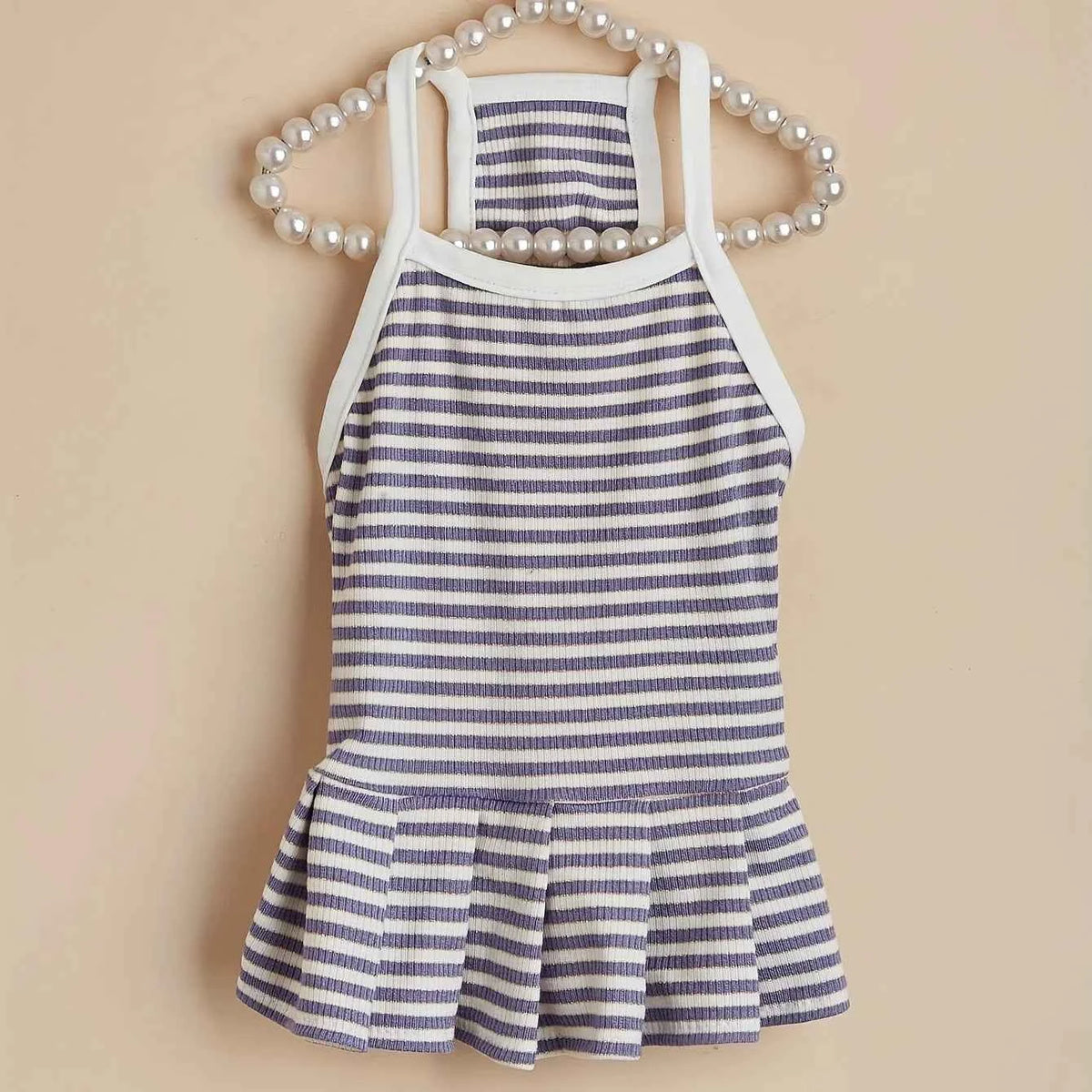 Striped Pet Dress – Ruffled Hem Summer Princess Outfit for Cats & Small to Medium Dogs, Cute Costume for Daily Wear & Parties.