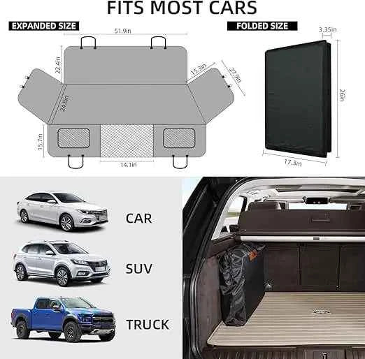 Dog Back Seat Extender – Hard Bottom Car Seat Cover & Hammock for Dogs, Protective Back Seat Travel Cover for Pets.