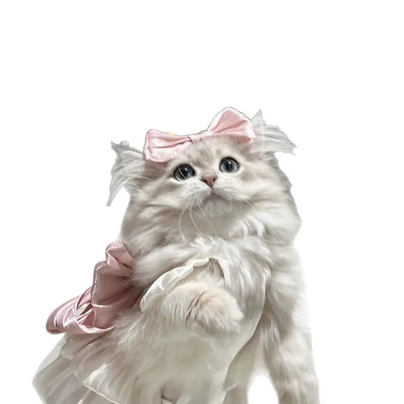 Adorable Pet Halter Dress – Pink Glimmer Spring & Summer Skirt for Cats & Small Dogs, Cute Home & Garden Pet Outfit.
