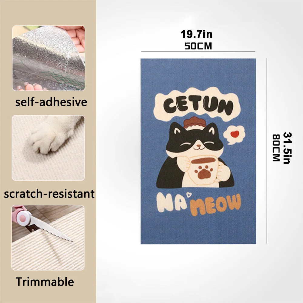 1PC Anti-Scratch Cat Mat – Cartoon Self-Adhesive Trimmable Carpet Pad for Furniture, Sofa & Wall Protection from Cat Scratching.