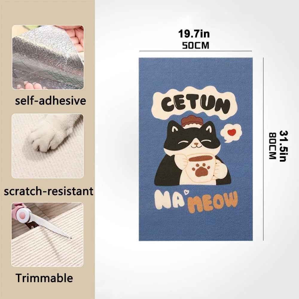 1PC Anti-Scratch Cat Mat – Cartoon Self-Adhesive Trimmable Carpet Pad for Furniture, Sofa & Wall Protection from Cat Scratching.