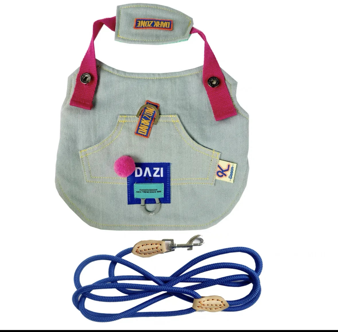 Outdoor Cowboy Sphynx Cat Harness & Leash – Luxury Sleeveless Denim Adjustable Harness for Travel, Walking & Hiking with Devon Rex Kittens.