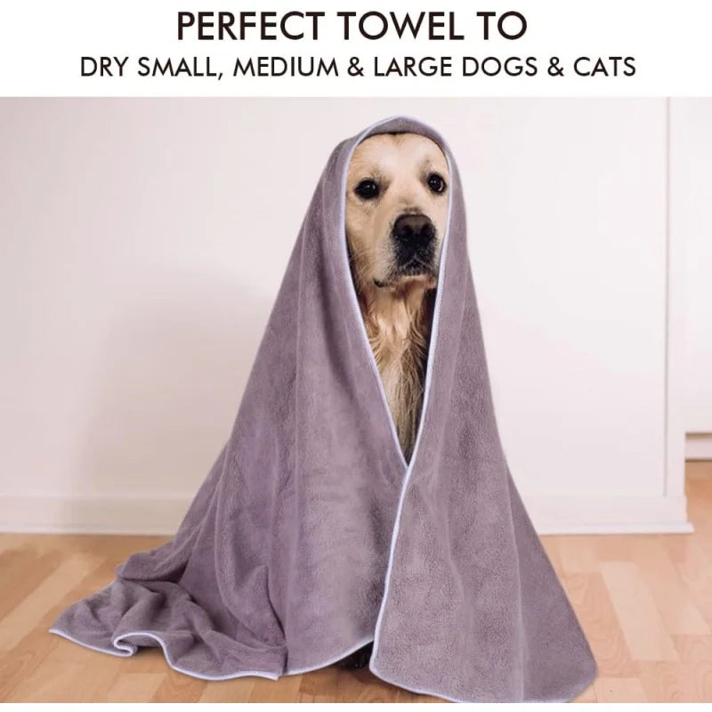 Microfiber Pet Absorbent Towel – Super Soft & Highly Absorbent Drying Towel for Dogs & Cats, Durable Bathing Essential.