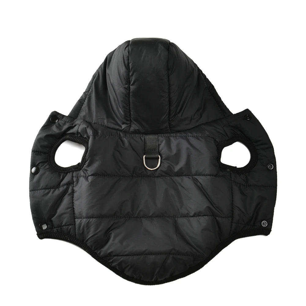 Warm Fleece Dog Hoodie Coat – Thick Cozy Winter Jacket with D-Ring for Small & Medium Dogs, Comfortable Puppy Parka Outfit.