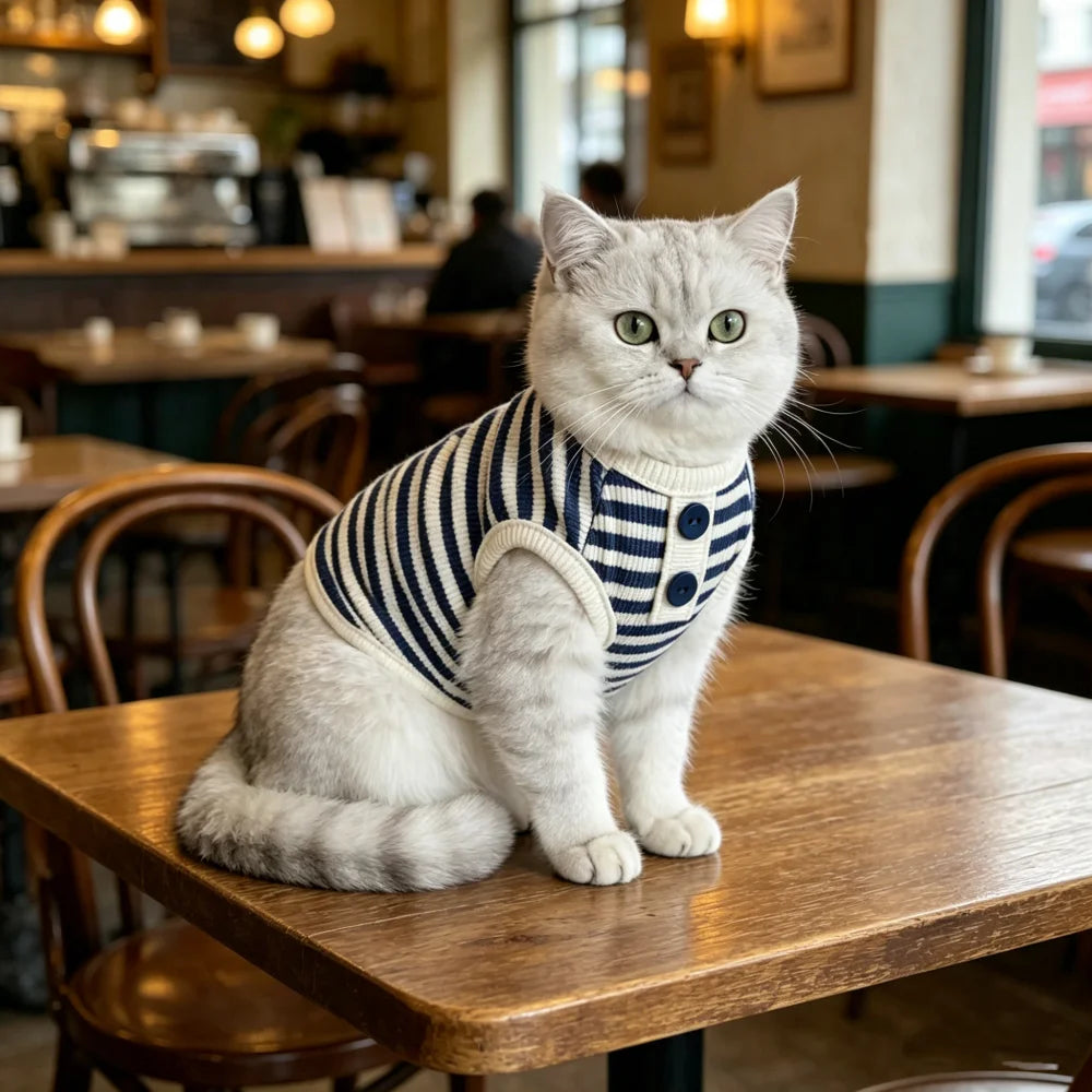 Simple Striped Knitted Pet Vest – Soft Spring & Summer Clothing for Small & Medium Dogs, Teddy Breeds & Cats.