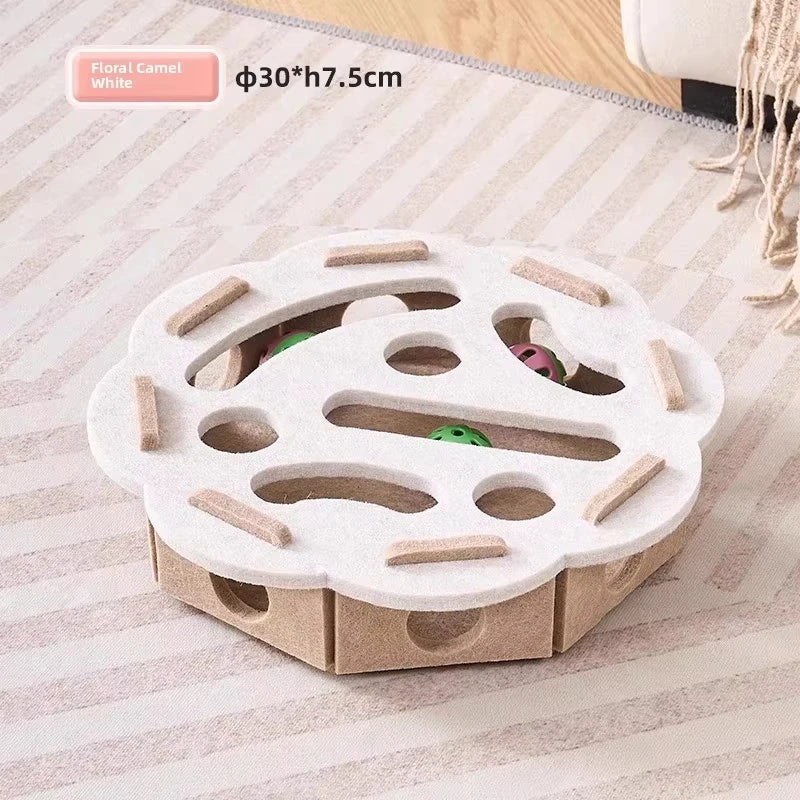 Cat Puzzle Toy Felt Box – Interactive Exercise & Hunting Game with Ball for Indoor Cats, Fun Entertainment and Mental Stimulation Toy.