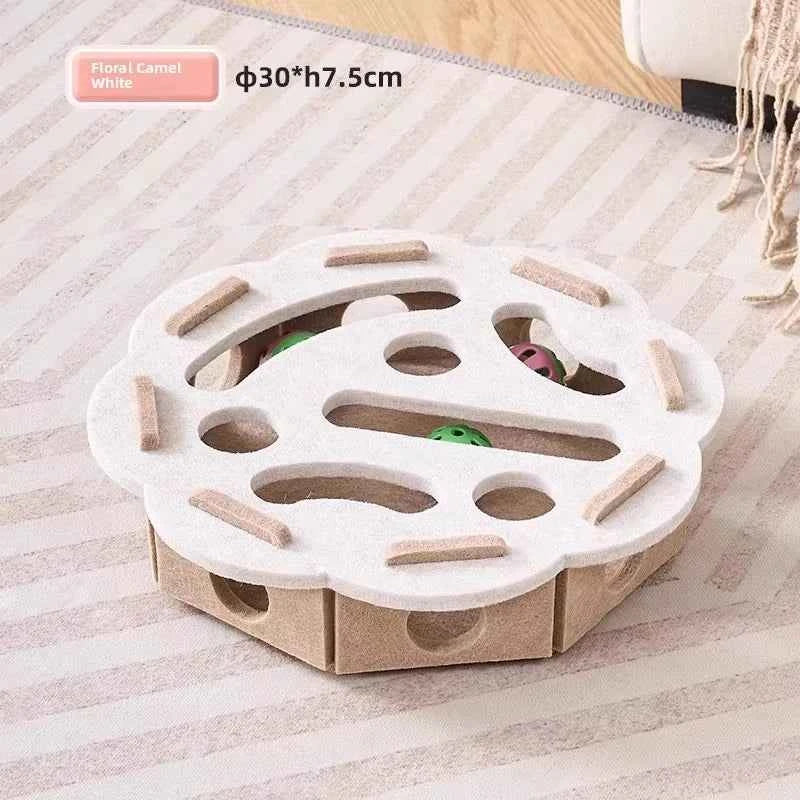 Cat Puzzle Toy Felt Box – Interactive Exercise & Hunting Game with Ball for Indoor Cats, Fun Entertainment and Mental Stimulation Toy.