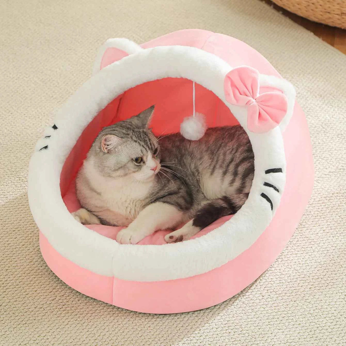 Four-Season Cat Bed House – Soft Comfortable Pet Sleeping Bag & Tent Nest, Cozy Basket-Style Habitat for Cats & Puppies.