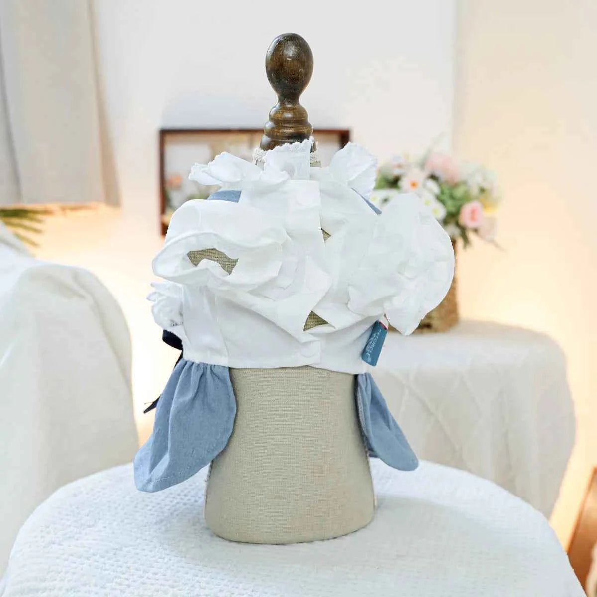 Sea Breeze Denim Pet Dress – Summer Blue Outfit for Dogs & Cats, Lightweight Anti-Hair Loss Fashion Clothing.