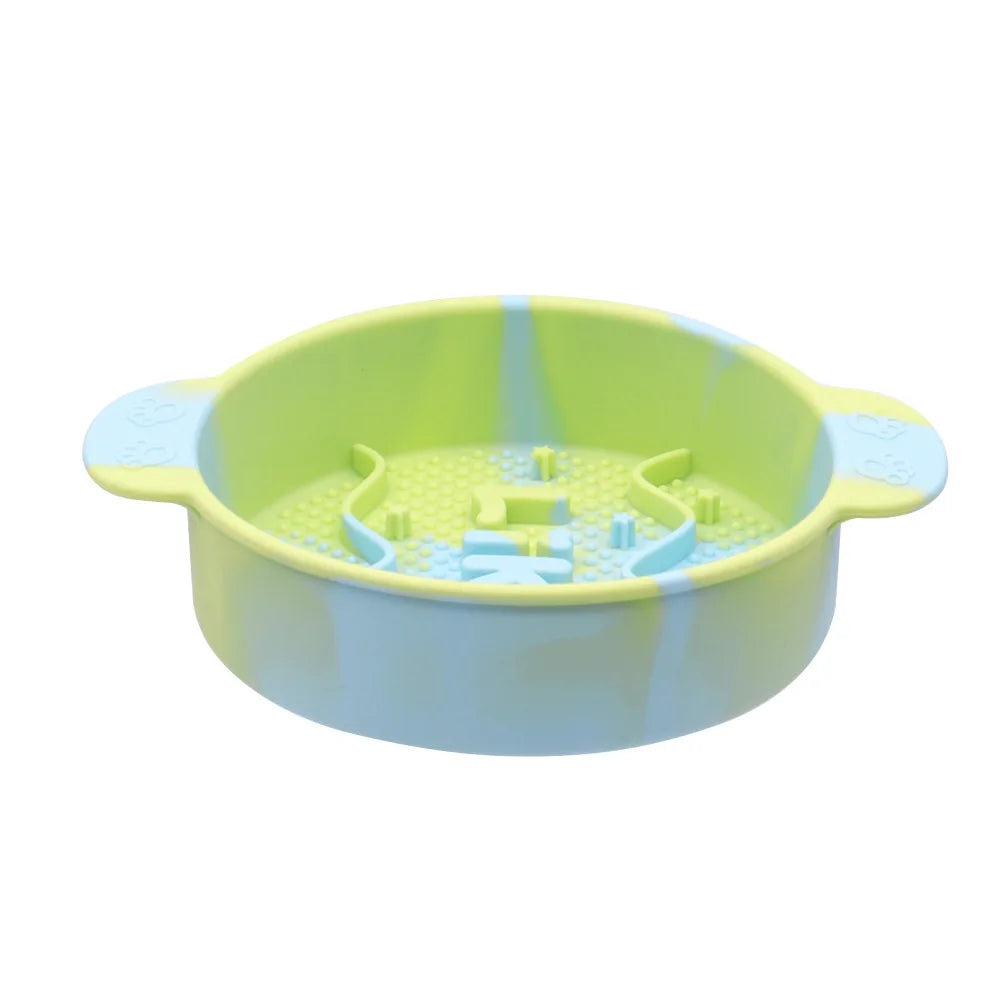 Pet Slow Feeder Bowl – Anti-Choking Non-Slip Silicone Food Bowl for Cats & Dogs, Durable Slow Eating Feeder Design.