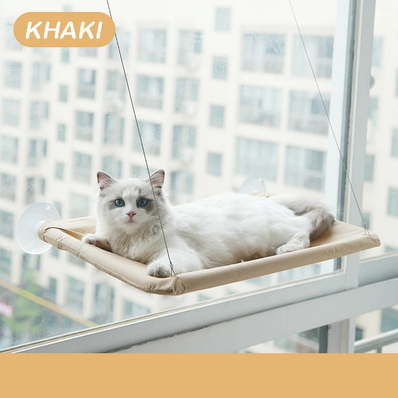 Pet Cat Hammock Aerial Hanging Cat Bed Cats Bed House Kitten Climbing Frame Sunny Window Seat Nest Bearing 20kg Pet Accessories.