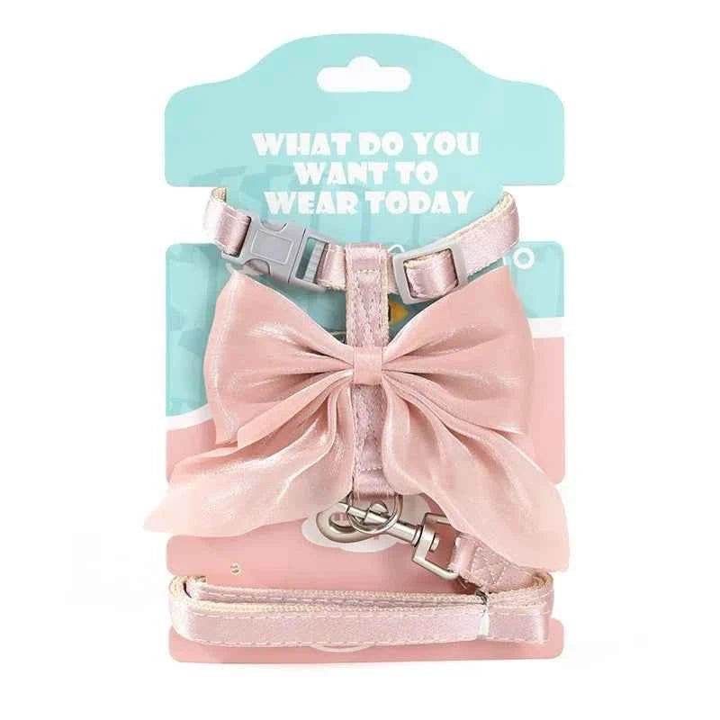 Cute Bowknot Cat Harness & Leash Set – Adjustable Pet Harness with Traction Rope for Cats, Kittens, Puppies