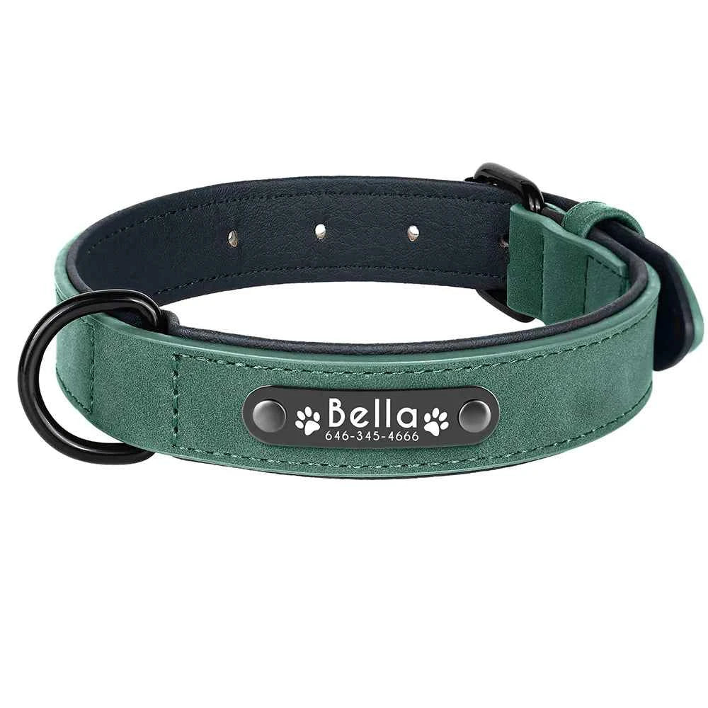 Personalized Leather Dog Collar – Custom Name ID Collar for Small, Medium & Large Dogs, Durable Collar for Pitbulls, Bulldogs & Beagles.