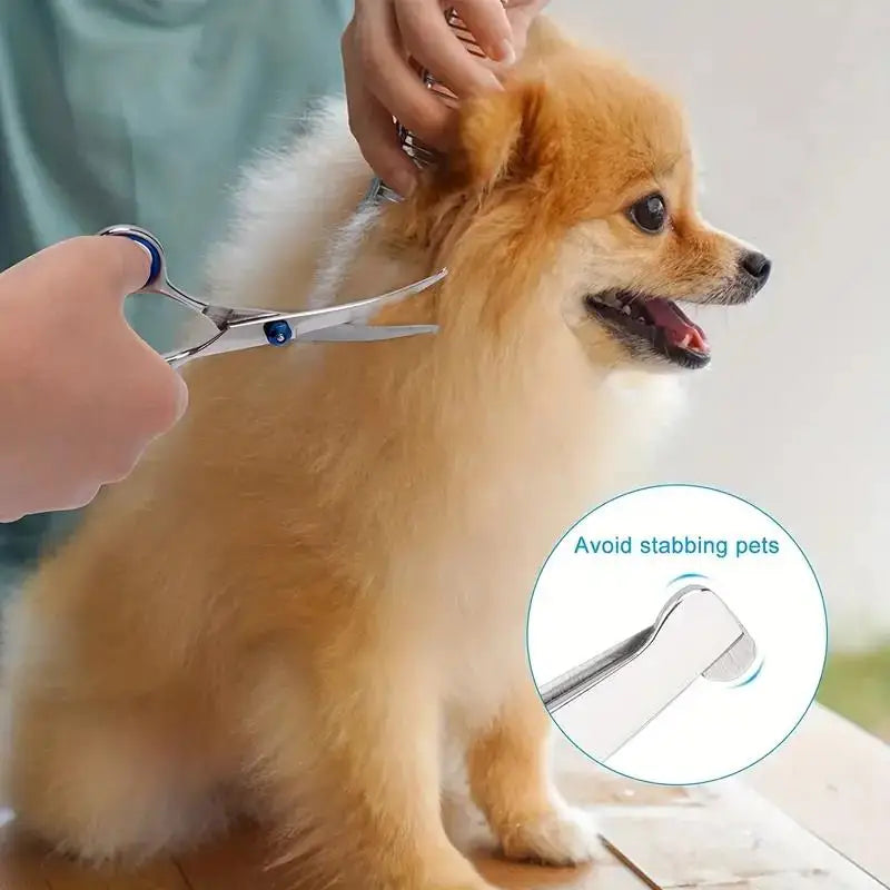 4PCS Pet Grooming Scissors Set – Safe Round-Tip Stainless Steel Dog Grooming Shears for Precision Trimming, Ambidextrous Design.