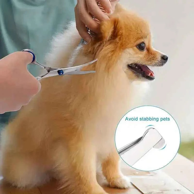 4PCS Pet Grooming Scissors Set – Safe Round-Tip Stainless Steel Dog Grooming Shears for Precision Trimming, Ambidextrous Design.