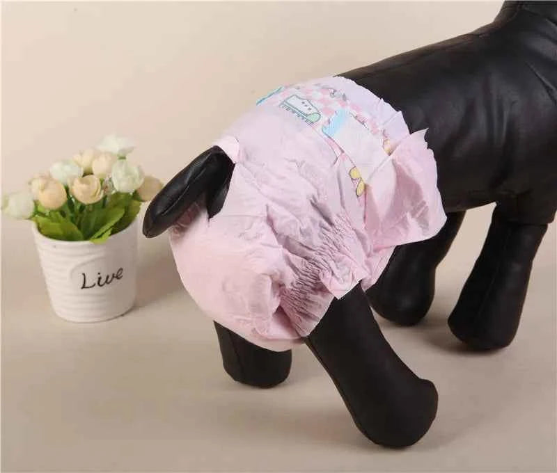 Water-Absorbing Pet Diapers – Disposable Sanitary Pants for Female Dogs & Cats, Mini Urine Shorts in Multiple Sizes for Hygiene Care.