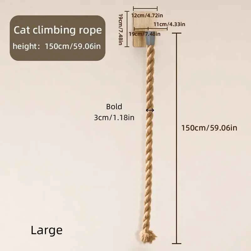 Weysat Wall-Mounted Cat Climbing Tree – 2×59.1" Rope Ladder with Scratching Posts, Indoor Climbing Tower for Kittens & Cats