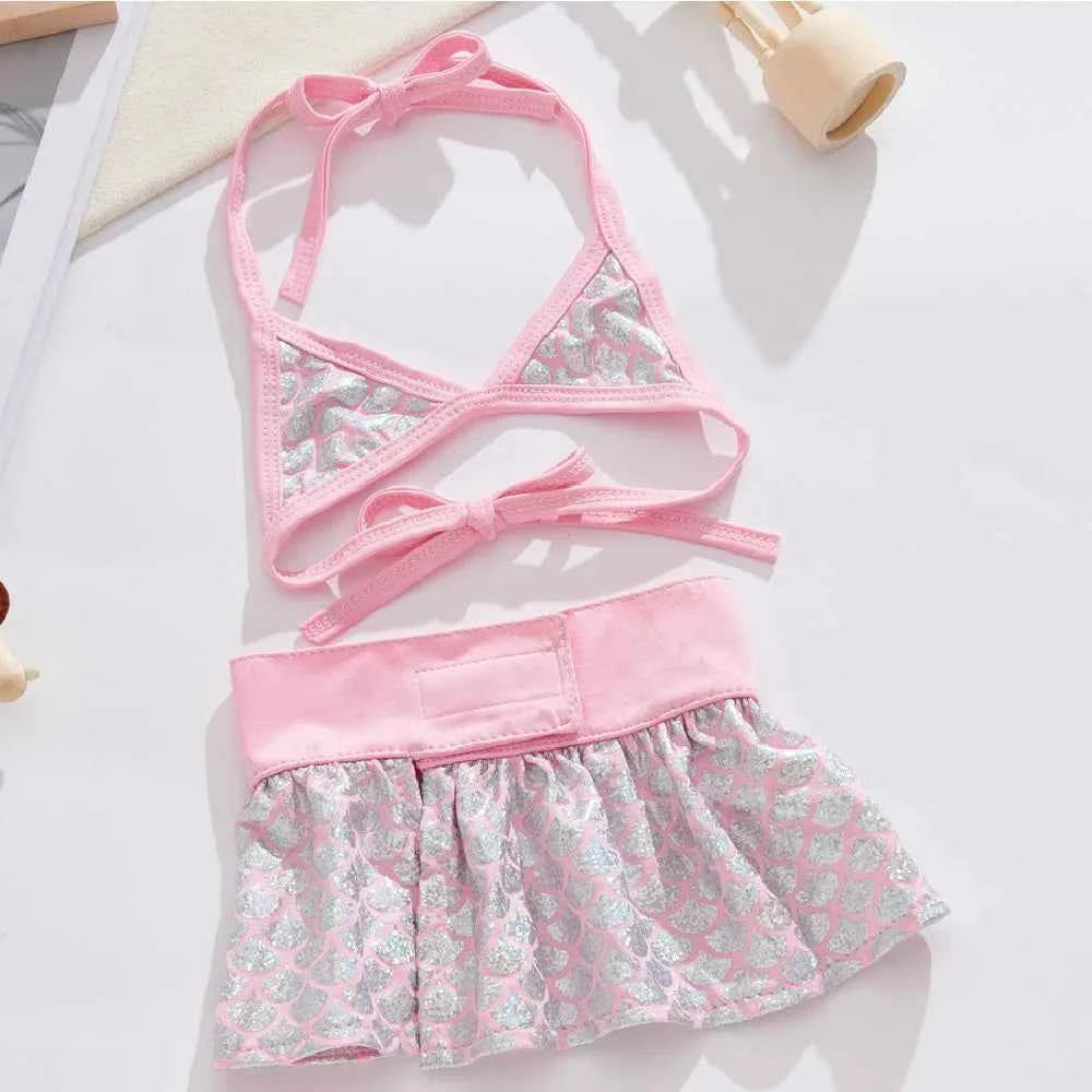 Mermaid Puppy Dog Bikini – Tutu Swimsuit for Small Dogs & Cats, Summer Beach Costume and Bathing Dress.