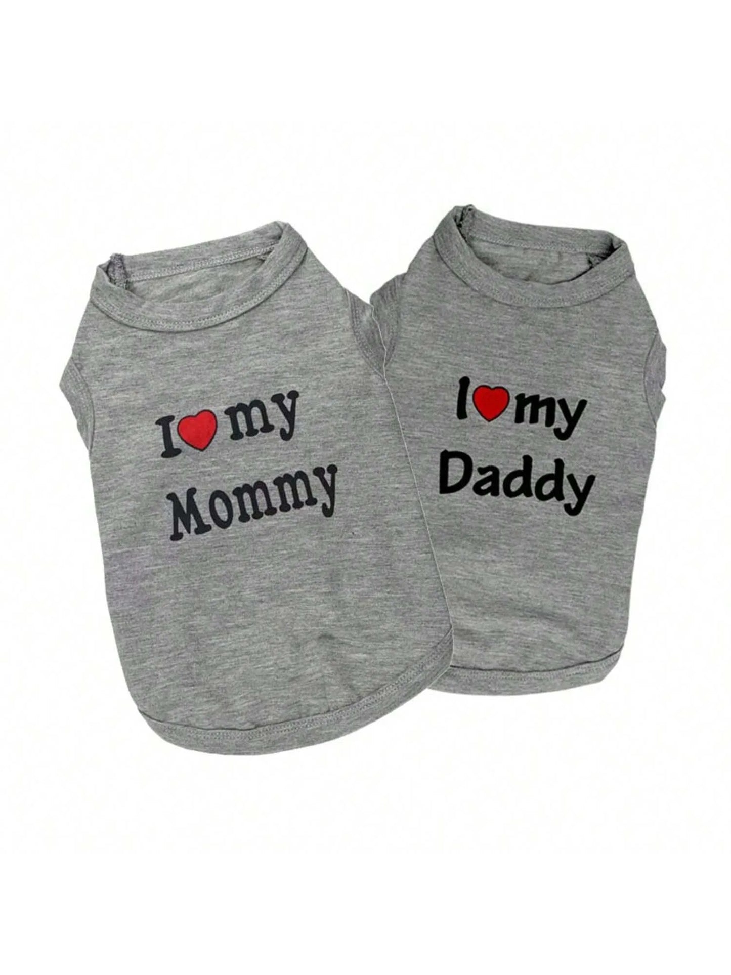 Pet Dog & Cat Vest T-Shirt – “I Love My Daddy & Mommy” Cute Gift Costume for Small Puppies and Kittens.