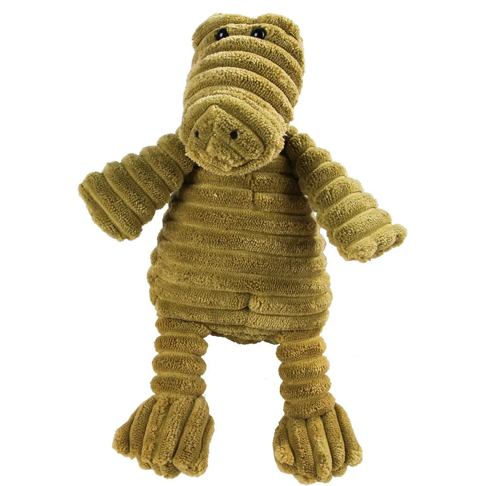 Pet Dog Molar Plush Toy – Corduroy Monkey & Pig Squeaky Chew Toy for Teeth Cleaning, Training & Interactive Play for Large Dogs.