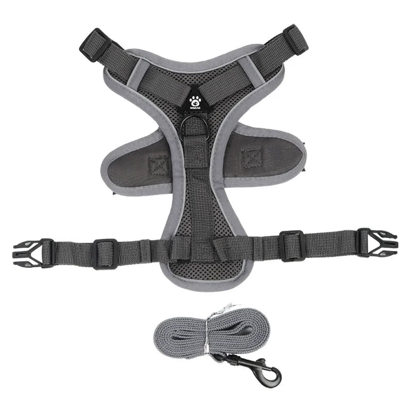 No-Pull Dog Harness & Leash Set – Adjustable Reflective Pet Vest Harness for Small Dogs & Cats, Comfortable Walking Chest Strap Lead.