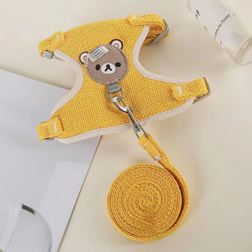 Cute Bear Pet Harness Vest – Fashion Chest & Back Walking Harness for Cats & Dogs