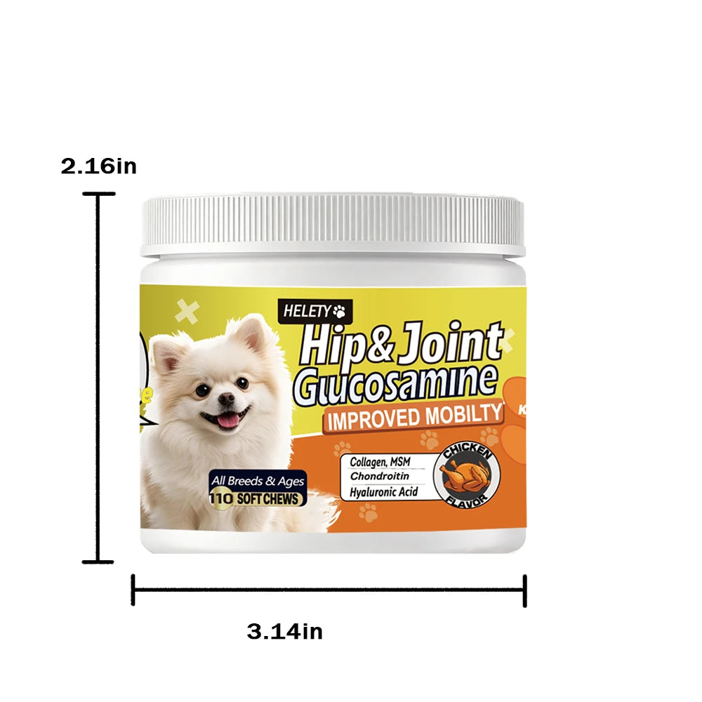 Dog Hip & Joint Supplement Chews – Glucosamine, Chondroitin, Omega-3, MSM & Green Lipped Mussel, 90 Flavored Chews for Small Dogs.