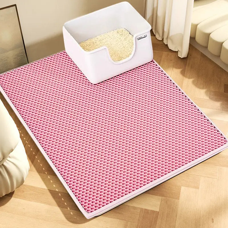 Extra-Large Cat Litter Mat, Heavy-Duty Waterproof, Double-Layer, Non-Slip, Washable Litter Trap Mat and Floor Protector for Cat Litter Boxes.