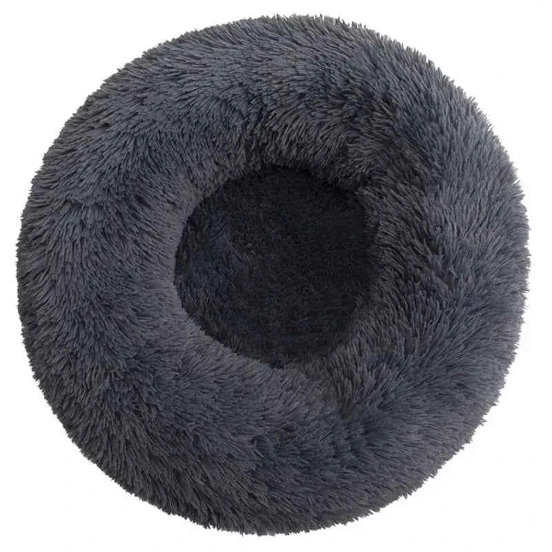 Round Plush Pet Bed – Super Soft Winter Warm Sleeping Bed for Cats & Dogs, Available in 6 Sizes (40–90cm) for Small to Large Pets.