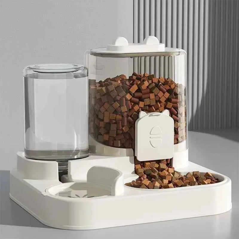 Automatic Pet Feeder with Water Fountain – Large-Capacity Food Bowl and Storage Dispenser for Dogs & Cats, Puppy Feeding Accessory.