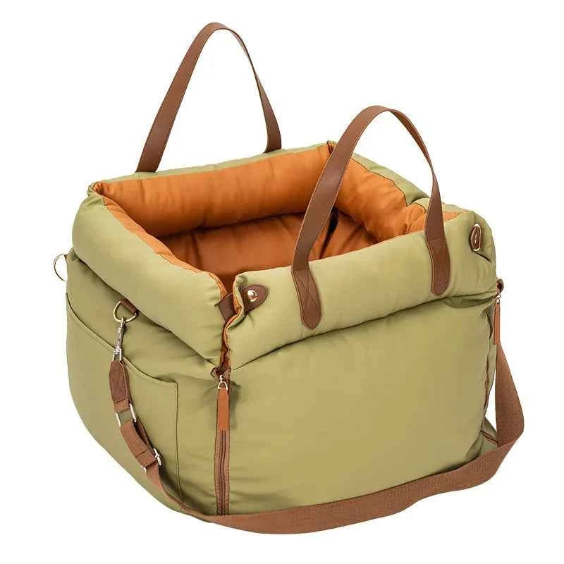 Dog Car Seat with Safety Belt – Non-Slip Washable Pet Car Bed & Travel Carrier for Small Dogs, Secure Straps for Safe Car Rides.
