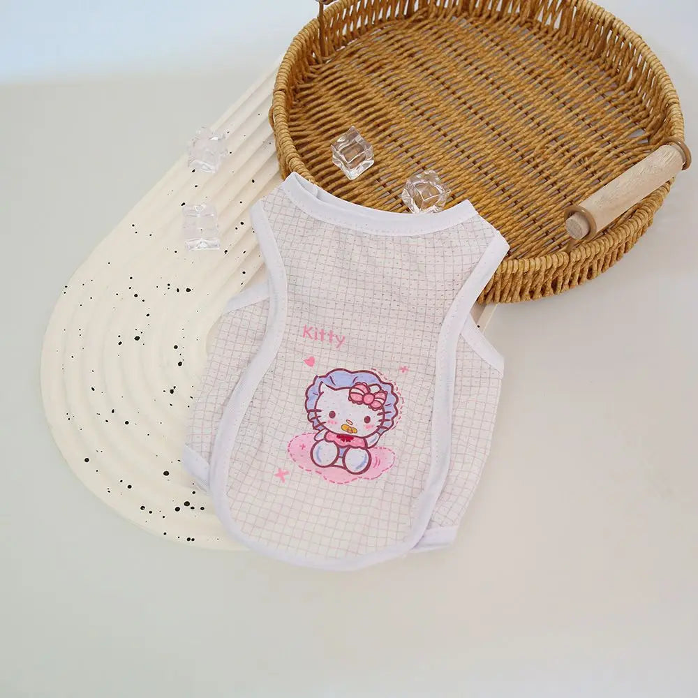 Sanrio Pet Cooling Shirt – Ice Silk Breathable Summer Vest for Small Dogs & Cats, Lightweight Anti-Shedding Cute Pet Clothing.