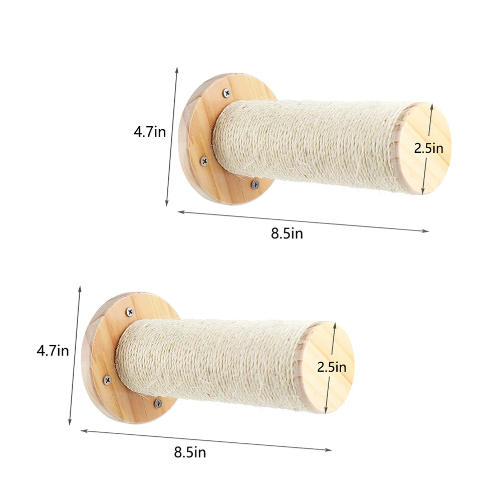 Wall-Mounted Cat Climbing Shelf – 4-Step Stairway with Sisal Scratching Post, Jumping Platforms & Cat Tree Furniture for Indoor Cats.