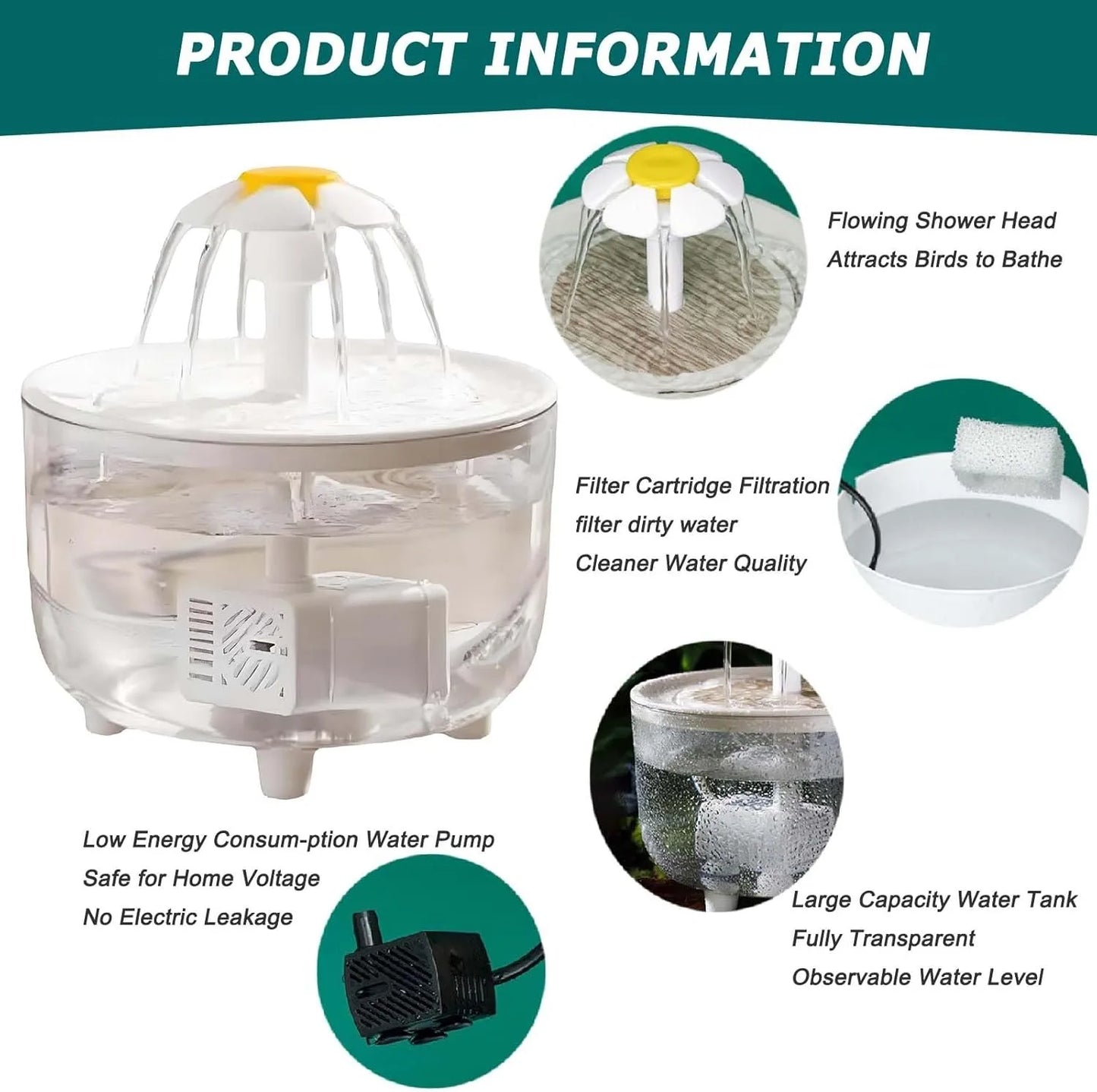 Automatic Pet Water Fountain – Large Capacity USB-Powered Drinking Fountain for Cats & Dogs, Silent Operation with Safe Food-Grade PP Design.