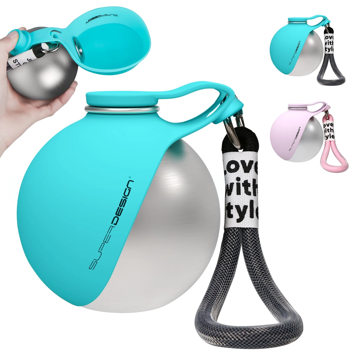 2-in-1 Portable Dog Water Bottle for Small Dogs – Leak-Proof Compact Travel Water Dispenser with Stainless Steel Bottle & Silicone Bowl.