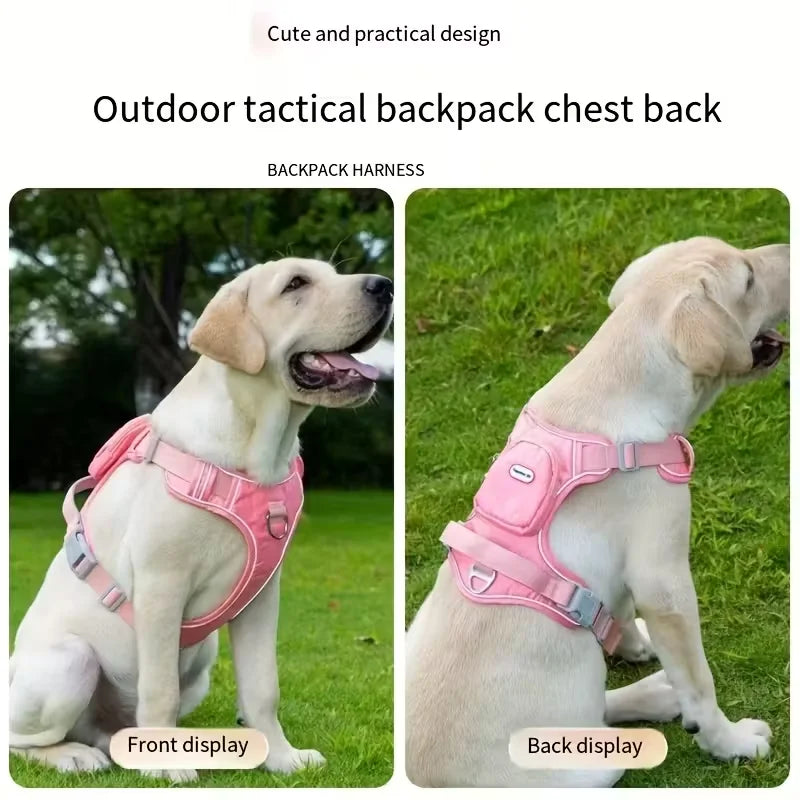 Dog Harness with Backpack Attachment - Breathable Comfort Fit, No-Pull Design, Reinforced Chest D-Ring & Reflective Safety