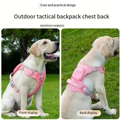 Dog Harness with Backpack Attachment - Breathable Comfort Fit, No-Pull Design, Reinforced Chest D-Ring & Reflective Safety
