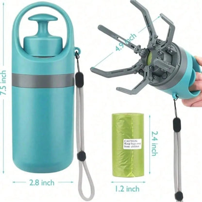 Portable Dog Pooper Scooper – No-Touch Claw Pickup Tool with Waste Bag Holder, Easy One-Hand Outdoor Pet Cleanup Accessory.