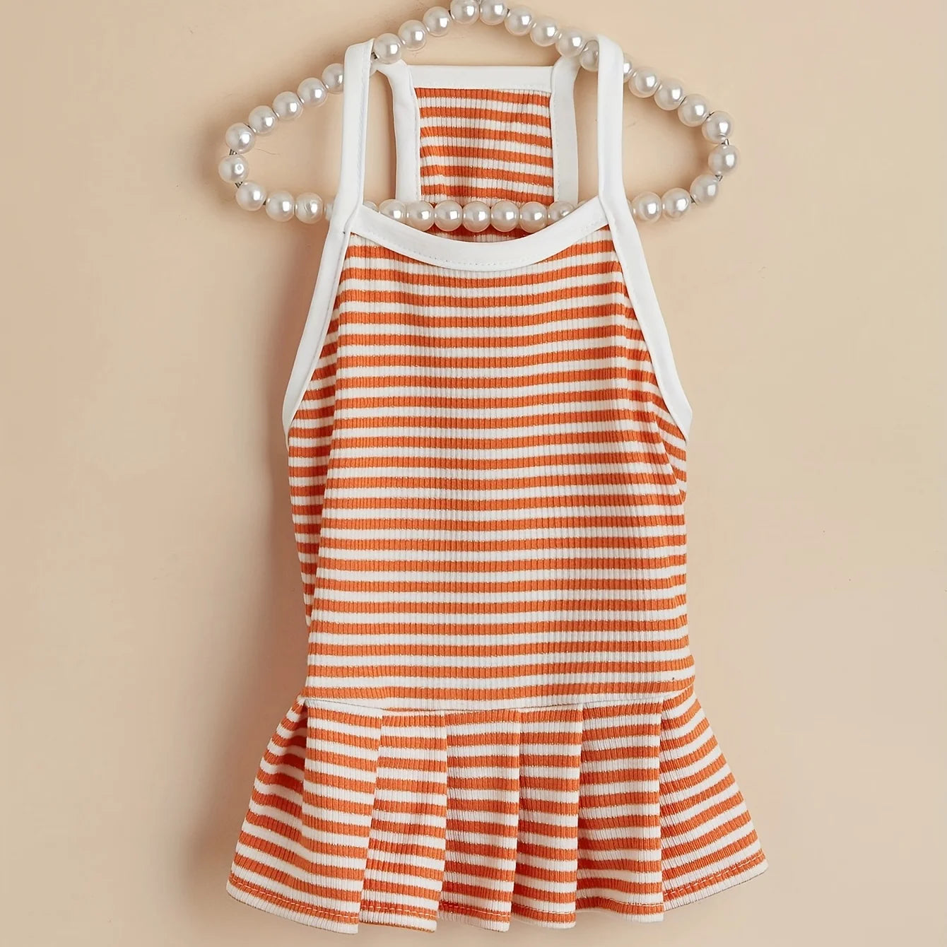 Striped Pet Dress – Ruffled Hem Summer Princess Outfit for Cats & Small to Medium Dogs, Cute Costume for Daily Wear & Parties.