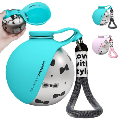 2-in-1 Portable Dog Water Bottle for Small Dogs – Leak-Proof Compact Travel Water Dispenser with Stainless Steel Bottle & Silicone Bowl.