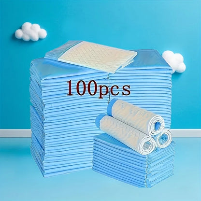 100PCS Super Absorbent Pet Training Pads – Disposable Potty & Travel Pee Pads for Large Dogs, Puppies & Cats.