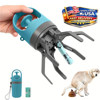 Portable Dog Pooper Scooper – No-Touch Claw Pickup Tool with Waste Bag Holder, Easy One-Hand Outdoor Pet Cleanup Accessory.