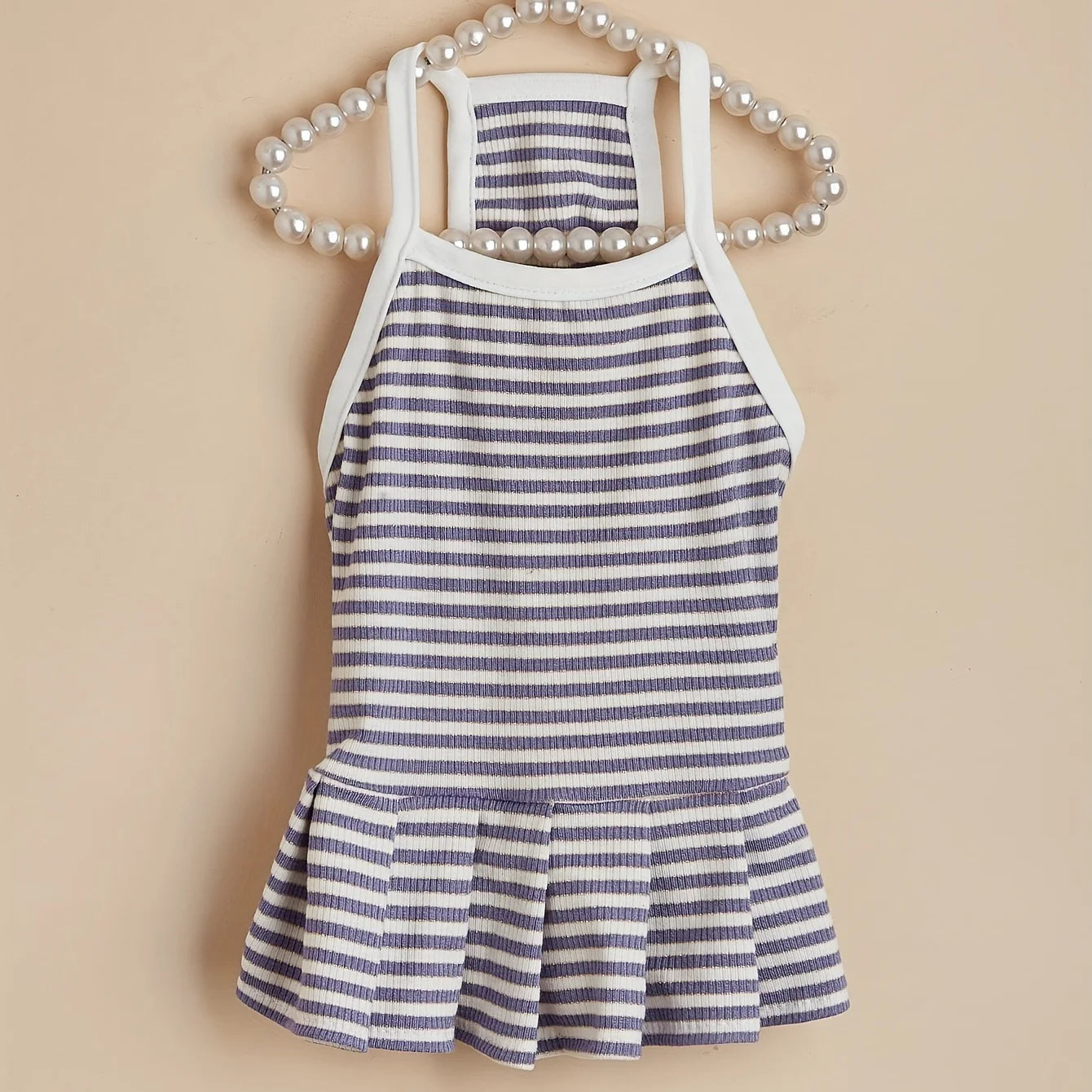 Striped Pet Dress – Ruffled Hem Summer Princess Outfit for Cats & Small to Medium Dogs, Cute Costume for Daily Wear & Parties.