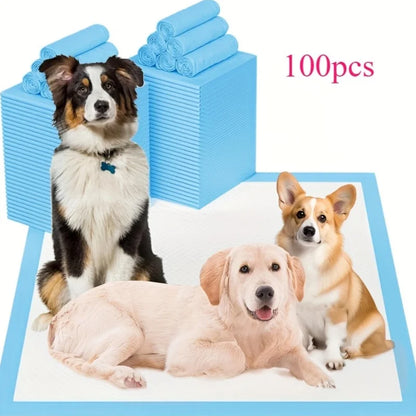 100PCS Super Absorbent Pet Training Pads – Disposable Potty & Travel Pee Pads for Large Dogs, Puppies & Cats.