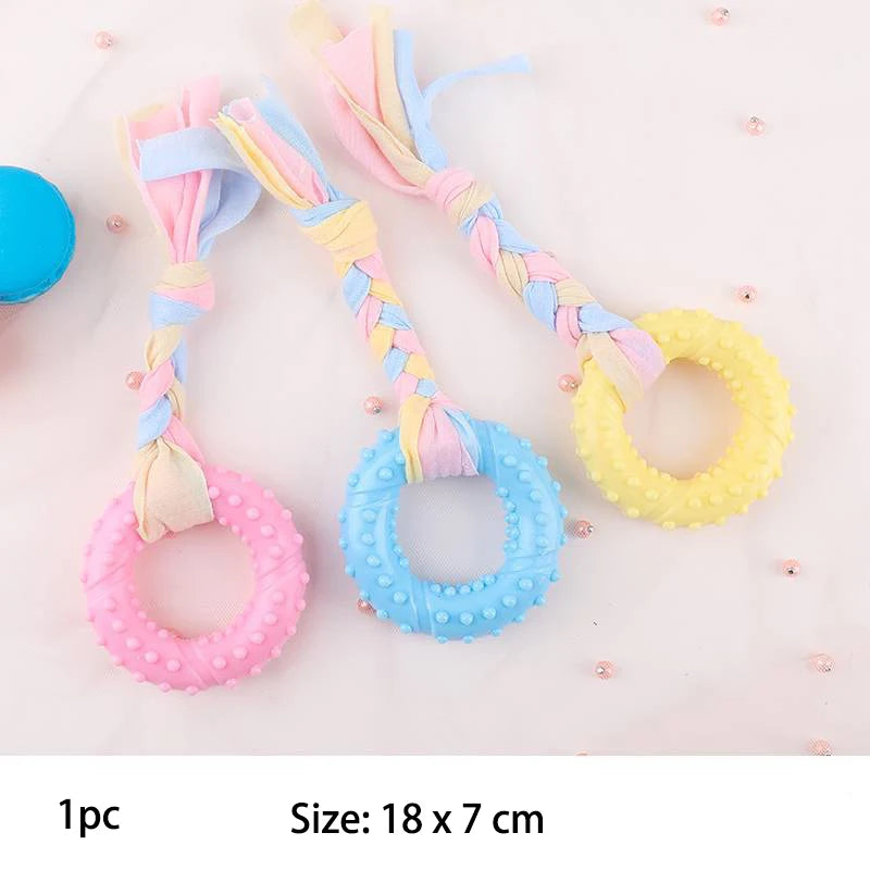 Interactive TPR Knot Dog Toy – Bite-Resistant Chew Toy for Small Dogs, Teeth Cleaning & Training Accessory.