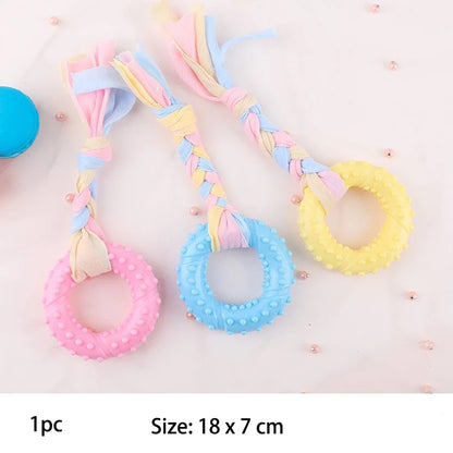 Interactive TPR Knot Dog Toy – Bite-Resistant Chew Toy for Small Dogs, Teeth Cleaning & Training Accessory.