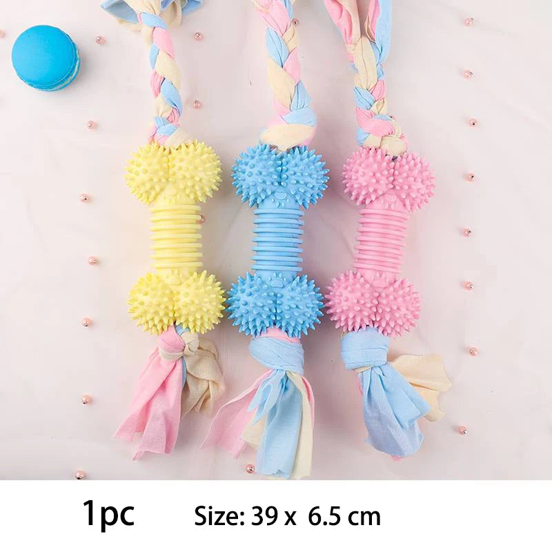 Interactive TPR Knot Dog Toy – Bite-Resistant Chew Toy for Small Dogs, Teeth Cleaning & Training Accessory.
