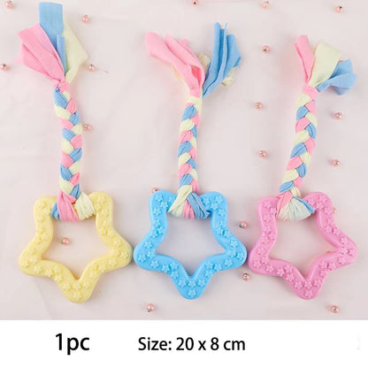 Interactive TPR Knot Dog Toy – Bite-Resistant Chew Toy for Small Dogs, Teeth Cleaning & Training Accessory.