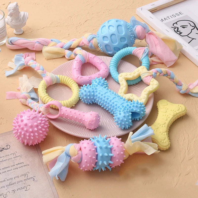 Interactive TPR Knot Dog Toy – Bite-Resistant Chew Toy for Small Dogs, Teeth Cleaning & Training Accessory.