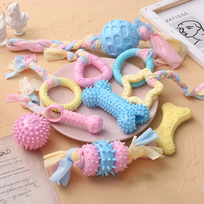 Interactive TPR Knot Dog Toy – Bite-Resistant Chew Toy for Small Dogs, Teeth Cleaning & Training Accessory.